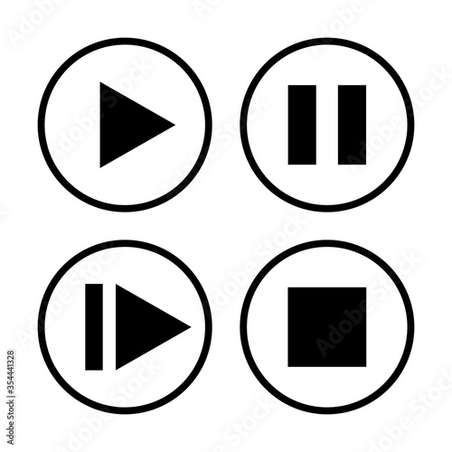 Set of Play Pause Stop Forward Icons. Vector Image.