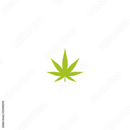 Green hemp or cannabis leaf isolated on white.