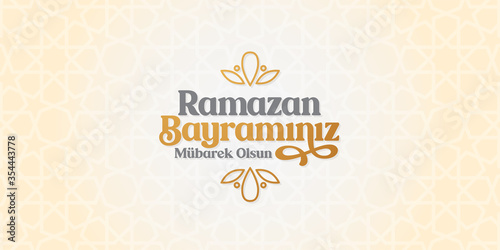 Fototapeta Eid al-Fitr Mubarak Islamic Feast Greetings (Turkish: Ramazan Bayraminiz Mubarek Olsun) Holy month of muslim community Ramazan