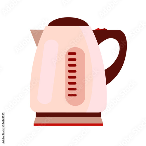 Kettle for home kitchen. For you design isolated on white. Flat vector illustration. Teapot icon.