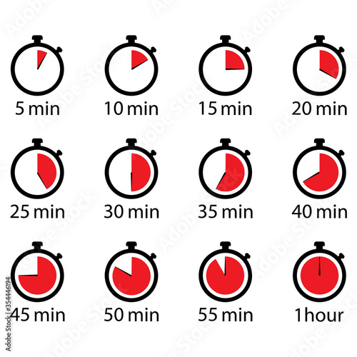 Timer ,stopwatch min set icon . 10 EPS Vector