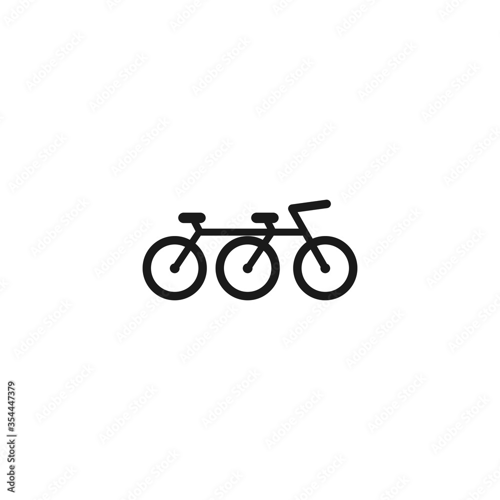 Tandem Bicycle line icon. Flat bike pictogram isolated on white. Vector illustration.
