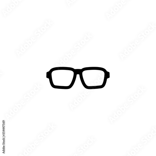 Black flat hipster glasses icon. Isolated on white. eyeglasses with bows.