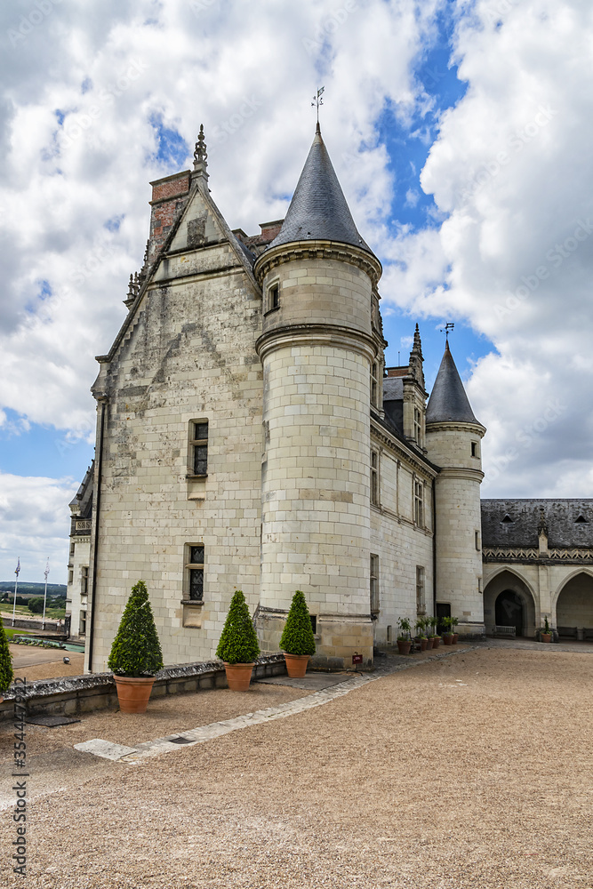 Beautiful medieval castle - Chateau d'Amboise (late 15th century); UNESCO World Heritage Site. Amboise, Indre-et-Loire, Loire Valley, France.