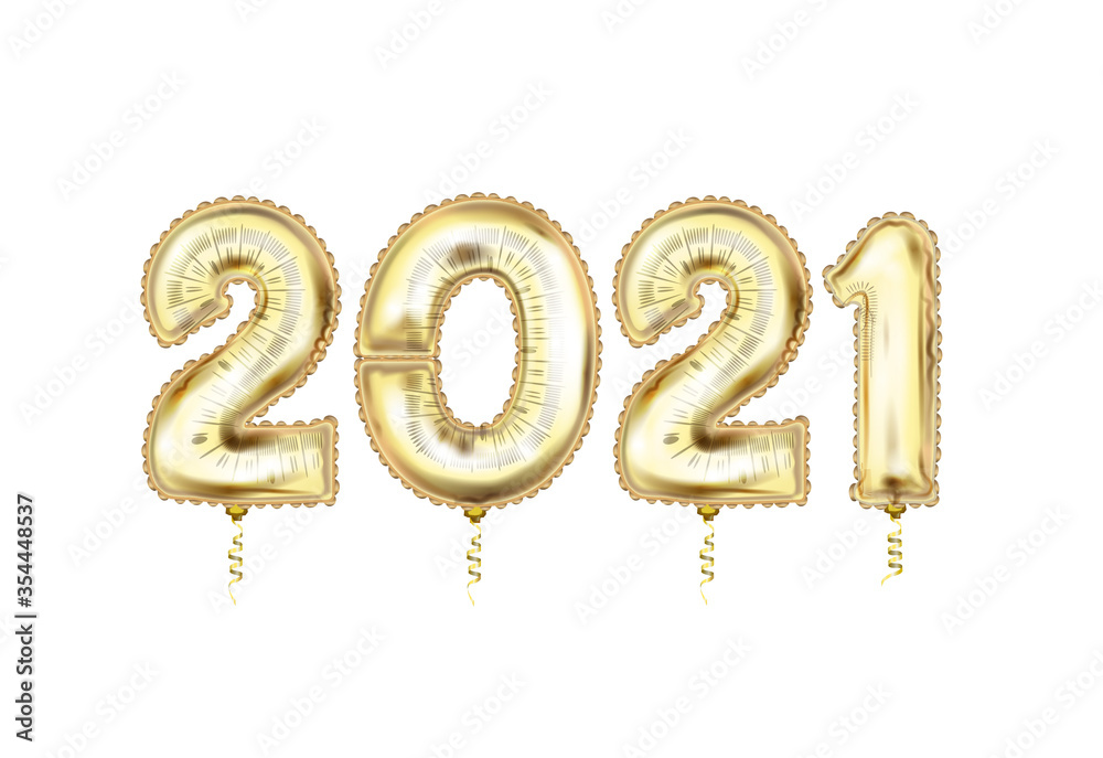 2021 numbers gold baloon on white background. Greetings for Happy New Year and Merry Christmas. 2021 numbers gold baloon on white background. Greetings for Happy New Year and Merry Christmas.