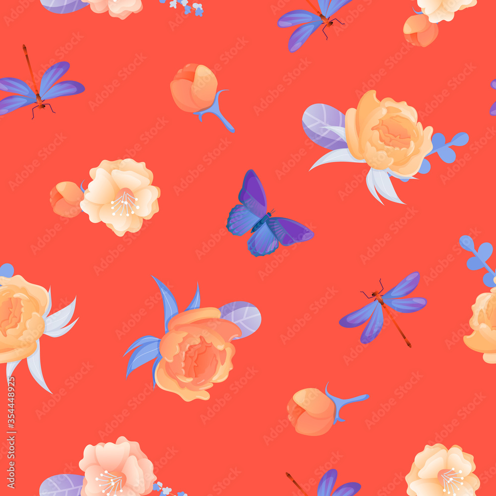 Seamless pattern with color garden wild flowers. Seamless pattern with color garden wild flowers.