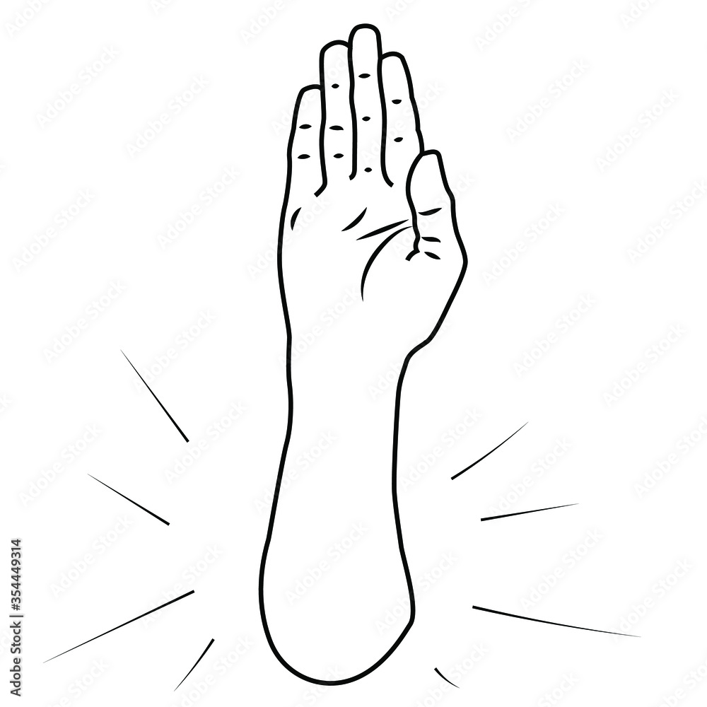 Vector line smooth palm on a white background. A symbol of goodness, openness and faith. Stock image of religious subjects for decoration, printing, sites. Vector line smooth palm on a white background. A symbol of goodness, openness and faith. Stock image of religious subjects for decoration, printing, sites.