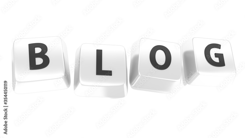 BLOG written in black on white computer keys. 3d illustration. Isolated background. BLOG written in black on white computer keys. 3d illustration. Isolated background.