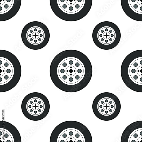 Seamless pattern with car stamped wheels