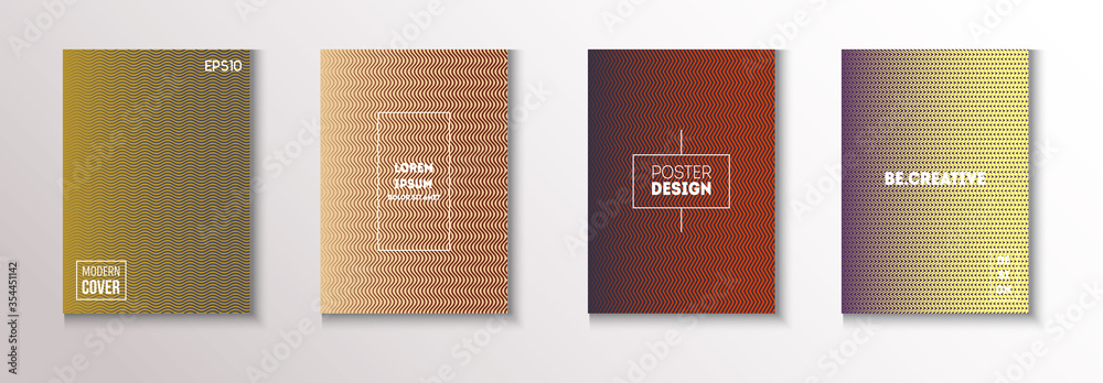 Folded Minimal Cover Vector Set. Pattern Gradient Overlay Business Folded Minimal Cover Vector Set. Pattern Gradient Overlay Business