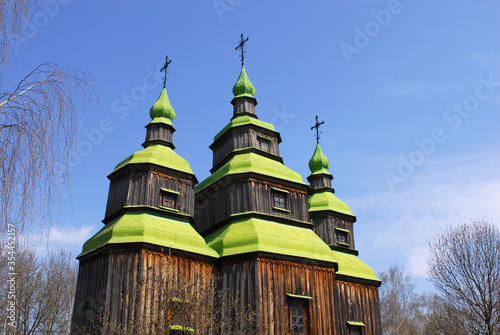 Obraz na plátně Ukraine church with green roof and dome