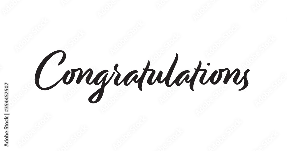 Congratulations Script Text on a White Background