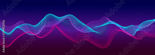 Music abstract background. Equalizer for music. Abstract digital wave of particles. Vector illustration