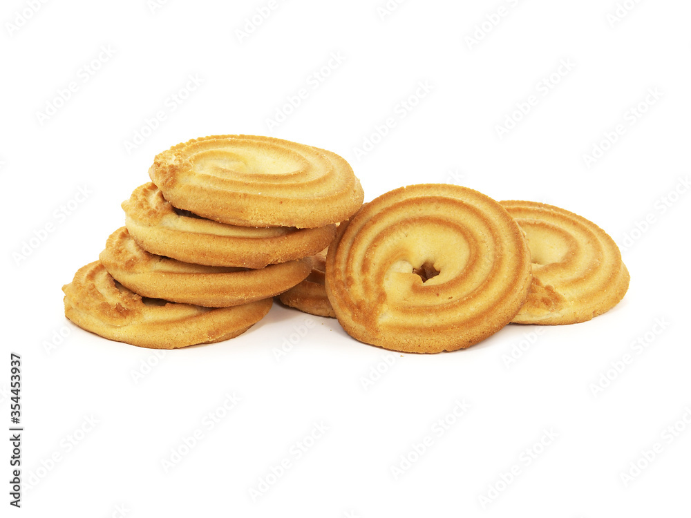 Butter ring cookies isolated on white background
Butter ring cookies isolated on white background