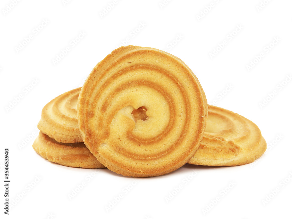 Butter ring cookies isolated on white background
