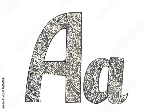 letter a uppercase and lowercase doodles