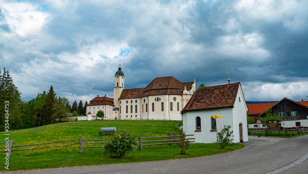 World famous Church of Wies called Wieskirche at Steingaden, Bavaria, Germany