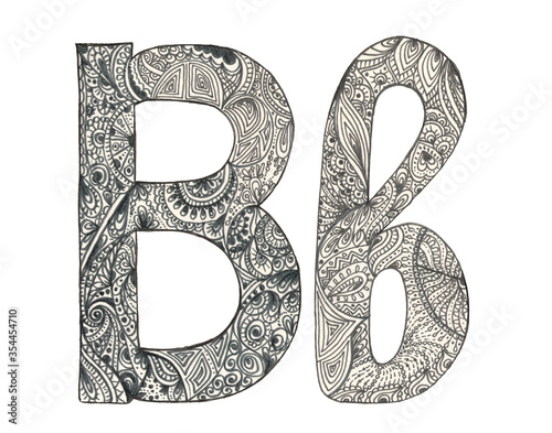 letter B uppercase and lowercase doodles