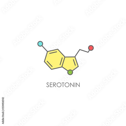 Serotonin molecular structure. neurotransmitter molecule. Skeletal chemical formula.