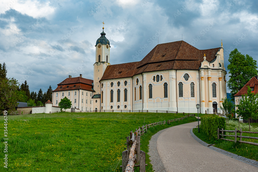 World famous Church of Wies called Wieskirche at Steingaden, Bavaria, Germany