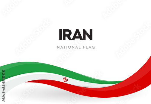 The Islamic Republic of Iran waving flag banner. Iranian patriotic ribbon poster. Independence day of Persia. Persian national celebration. Isolated public holiday anniversary vector illustration