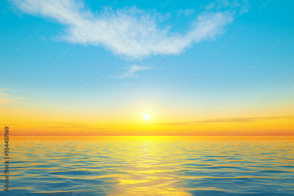 beautiful sunset at the calm ocean dream