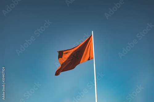 National flag of Morocco waving in the wind