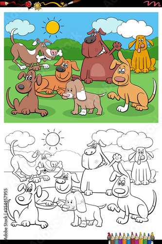 Fototapeta Naklejka Na Ścianę i Meble -  cartoon dogs and puppies group coloring book page