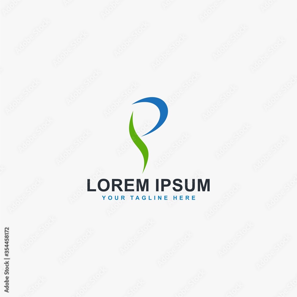 Spine clinic logo design vector. Monogram P abstract symbol. Backbone care sign. Spine clinic logo design vector. Monogram P abstract symbol. Backbone care sign.