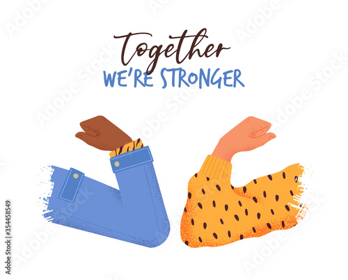 Stronger together concept of people elbow bump photo