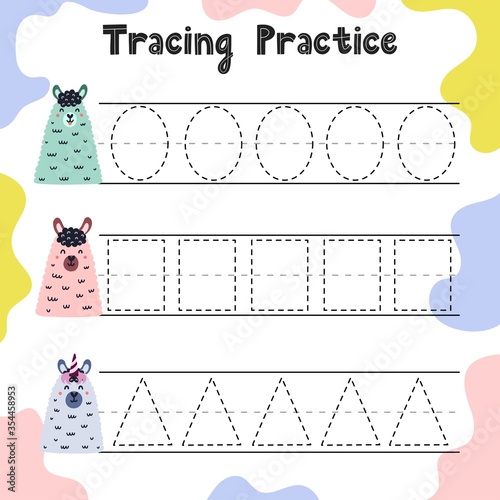 Trace the shapes educational worksheet for kids