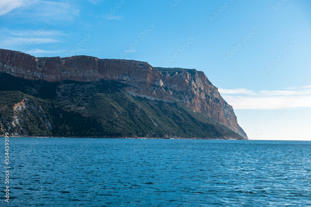 View of Cap Canaille overlooking the Mediterranean Se. It's, the highest sea cliff of France located near Cassis