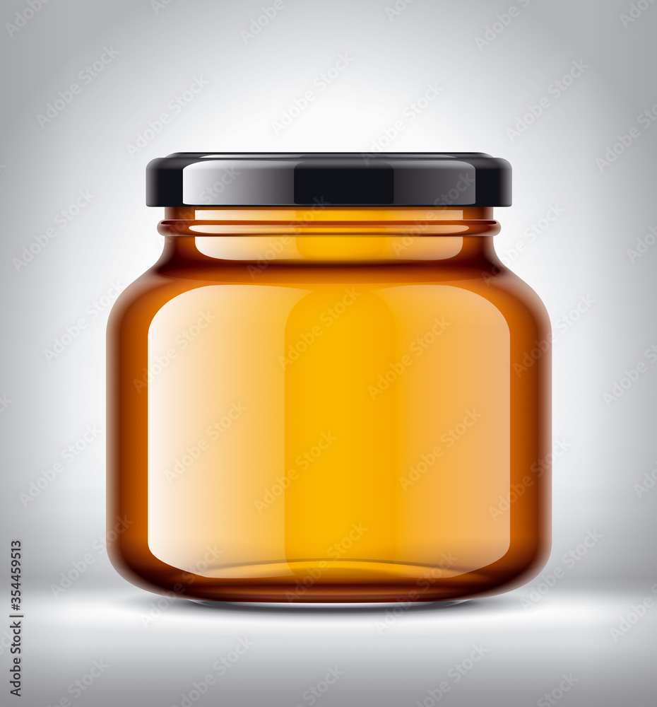 Glass Jar with Honey on Background. Glass Jar with Honey on Background.