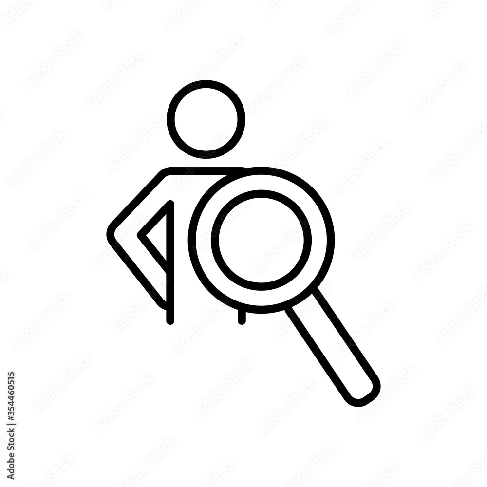 pictogram man and magnifying glass icon, line style pictogram man and magnifying glass icon, line style