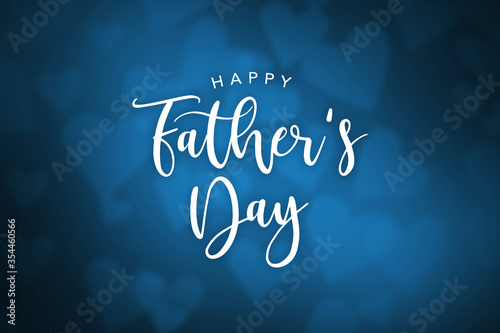 Happy Father's Day Cursive Text With Blurred Blue Hearts Background
