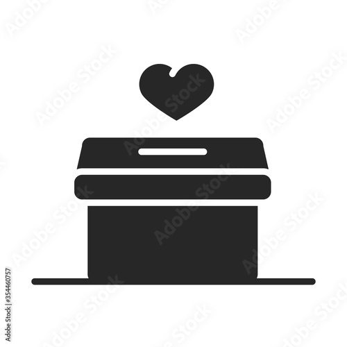 donation charity volunteer help social heart cardboard box silhouette style icon