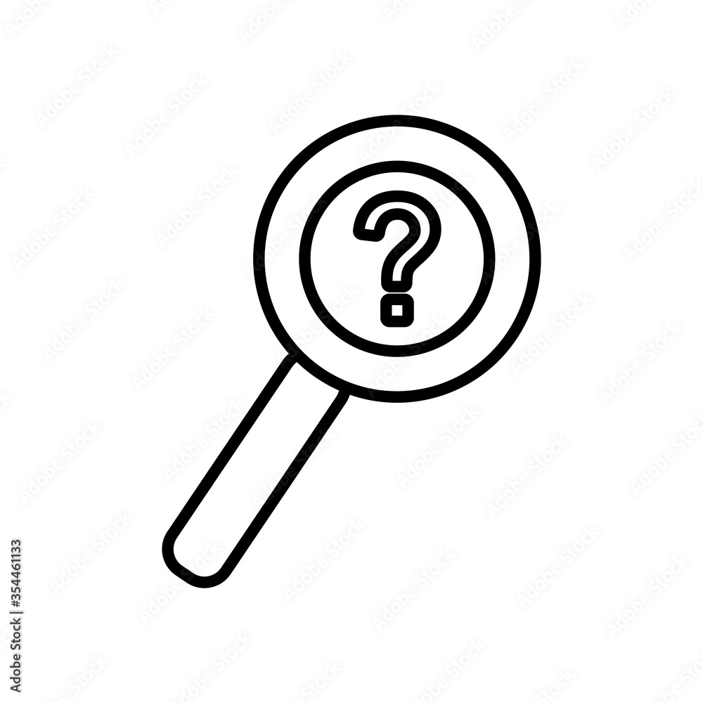 magnifying glass and question mark icon, line style magnifying glass and question mark icon, line style