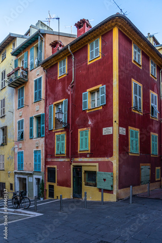 Typical old buildings of Nice old town (vieux Nice), France