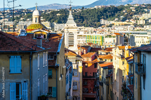 Cityscape of Nice old town, the most important city of the French Riviera photo