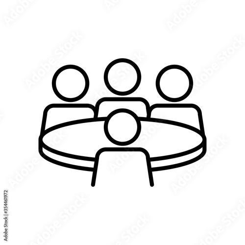 pictogram people gathered at the table, line style