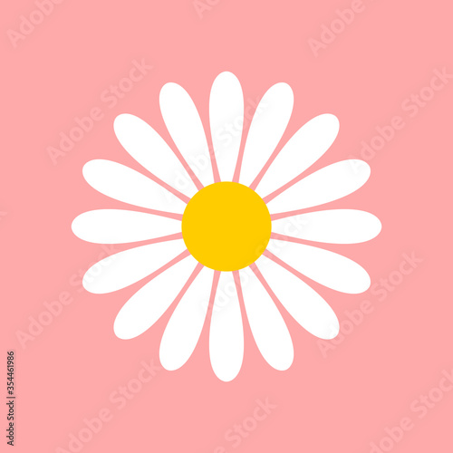 Daisy Flower on a Pink Surface Icon. Vector Image.