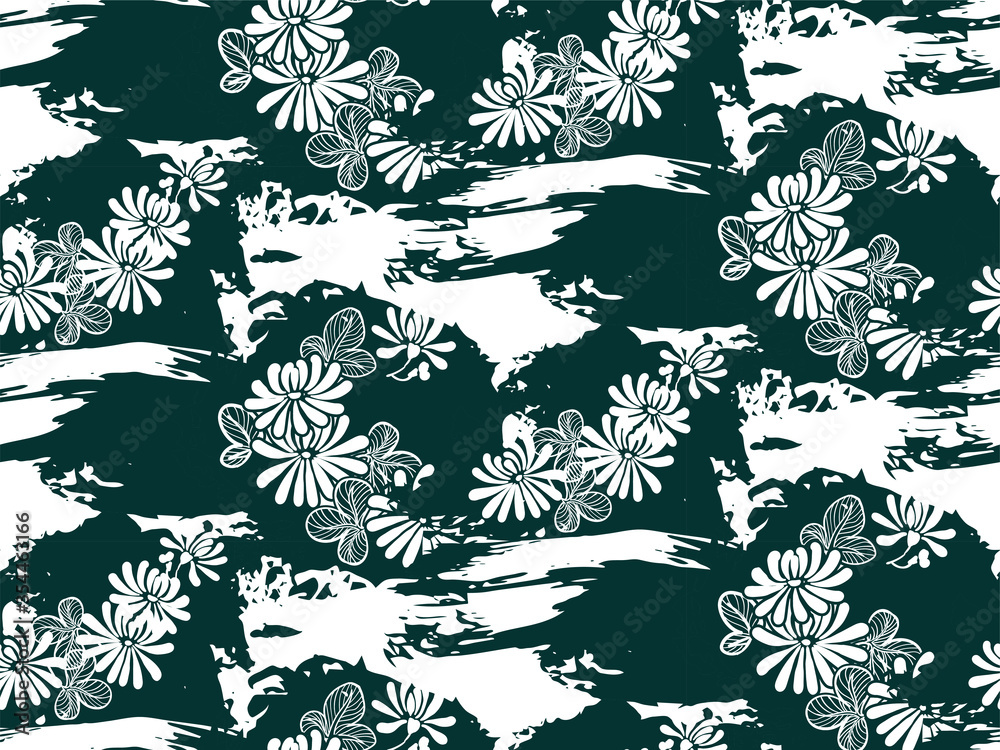 chrysanthemum japanese chinese design sketch ink paint style texture modern design