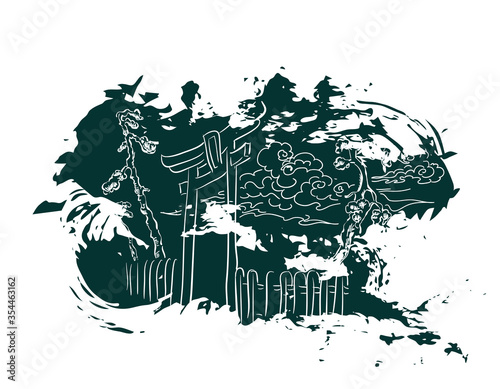 japanese chinese design sketch ink paint style texture modern design card