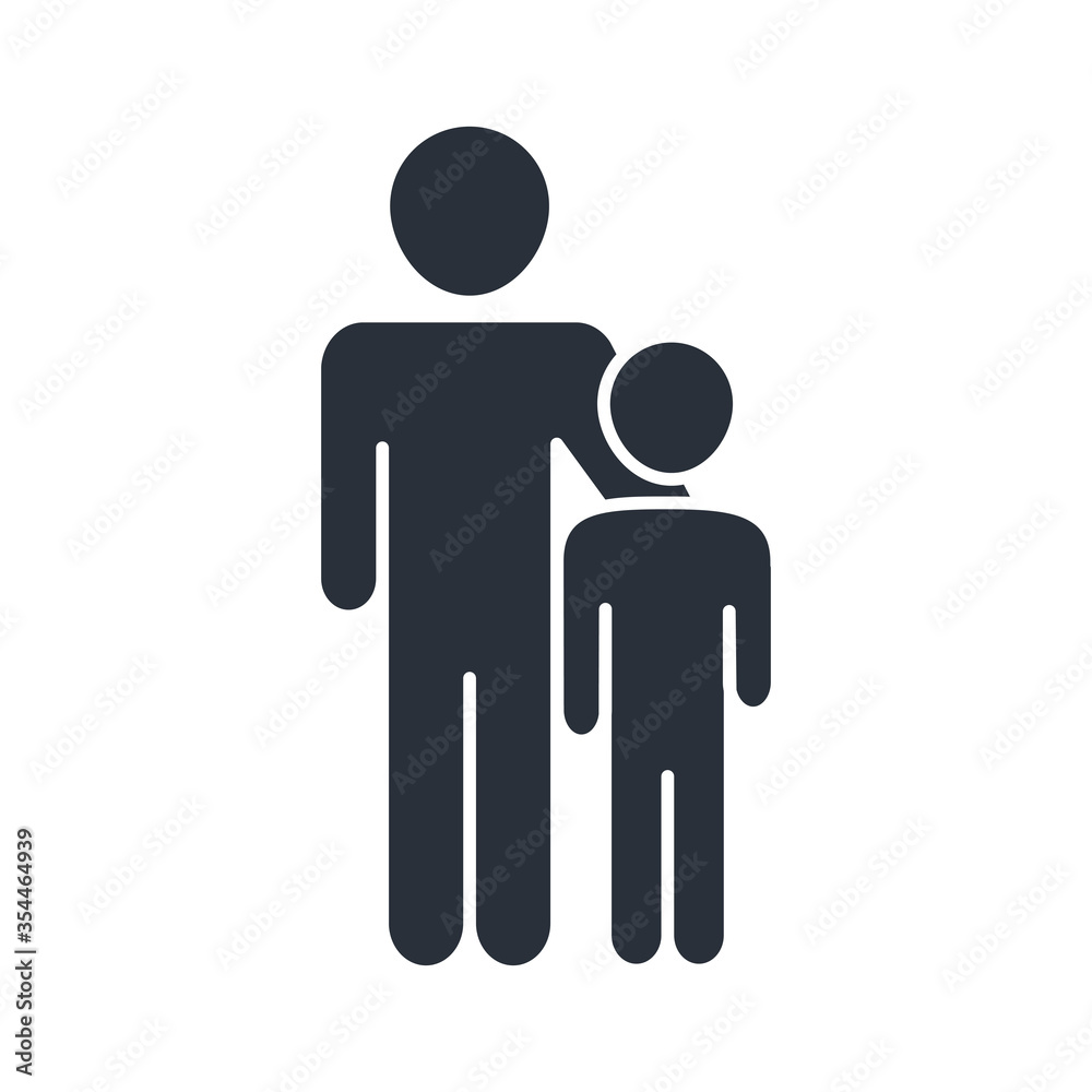 father and son character together family day, icon in silhouette style father and son character together family day, icon in silhouette style