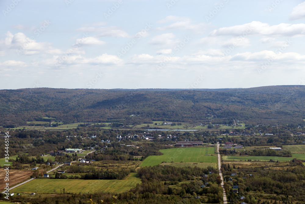 aerial view of the countryside in the  Annapolis Valley, Nova Scotia, Canada