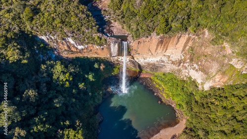 Cascata do Chuvisqueiro - Riozinho - RS. Aerial view of the beautiful waterfall of Chuvisqueiro in Riozinho, Rio Grande do Sul, Brazil