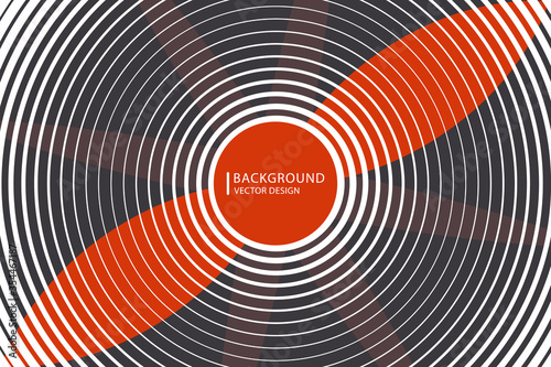 Abstract vector red propeller, fan, outgoing ripple circles. Illustration background.