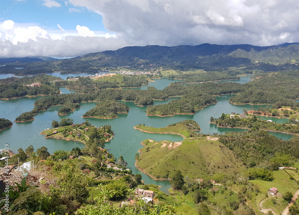 View of Guatape Reservoir, taken from Guatape Rock, near Medellin