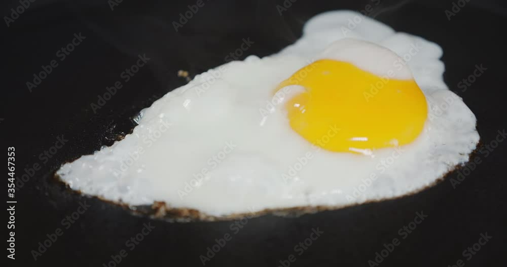 One egg fried in a pan with hot steam. One egg fried in a pan with hot steam.