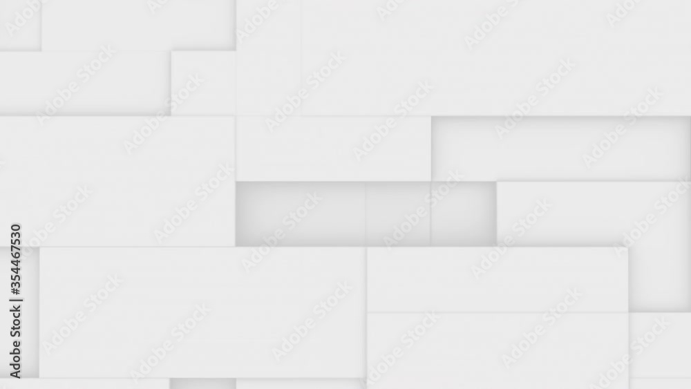 Abstract square geometric surface animation. Clean minimal white squares. Random motion background Seamless loop 4K FullHD.  Seamless loop 4K